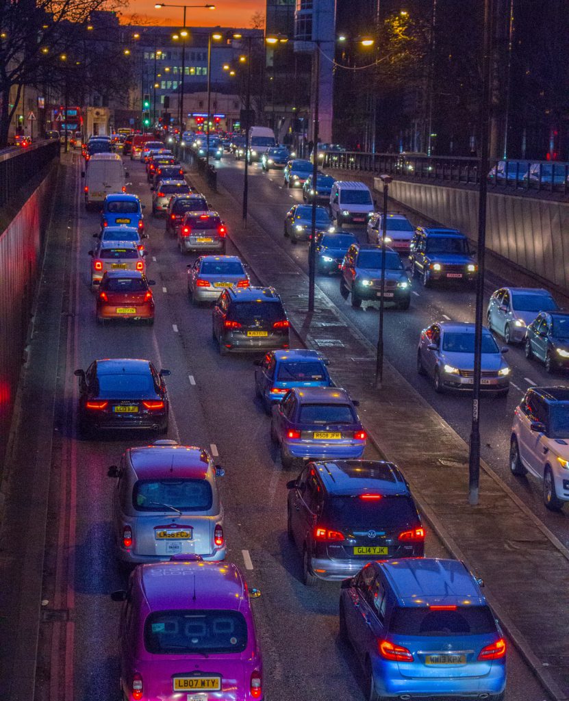 cars in a trafficjam to represent blog about reducing emissions through industrial insulation 